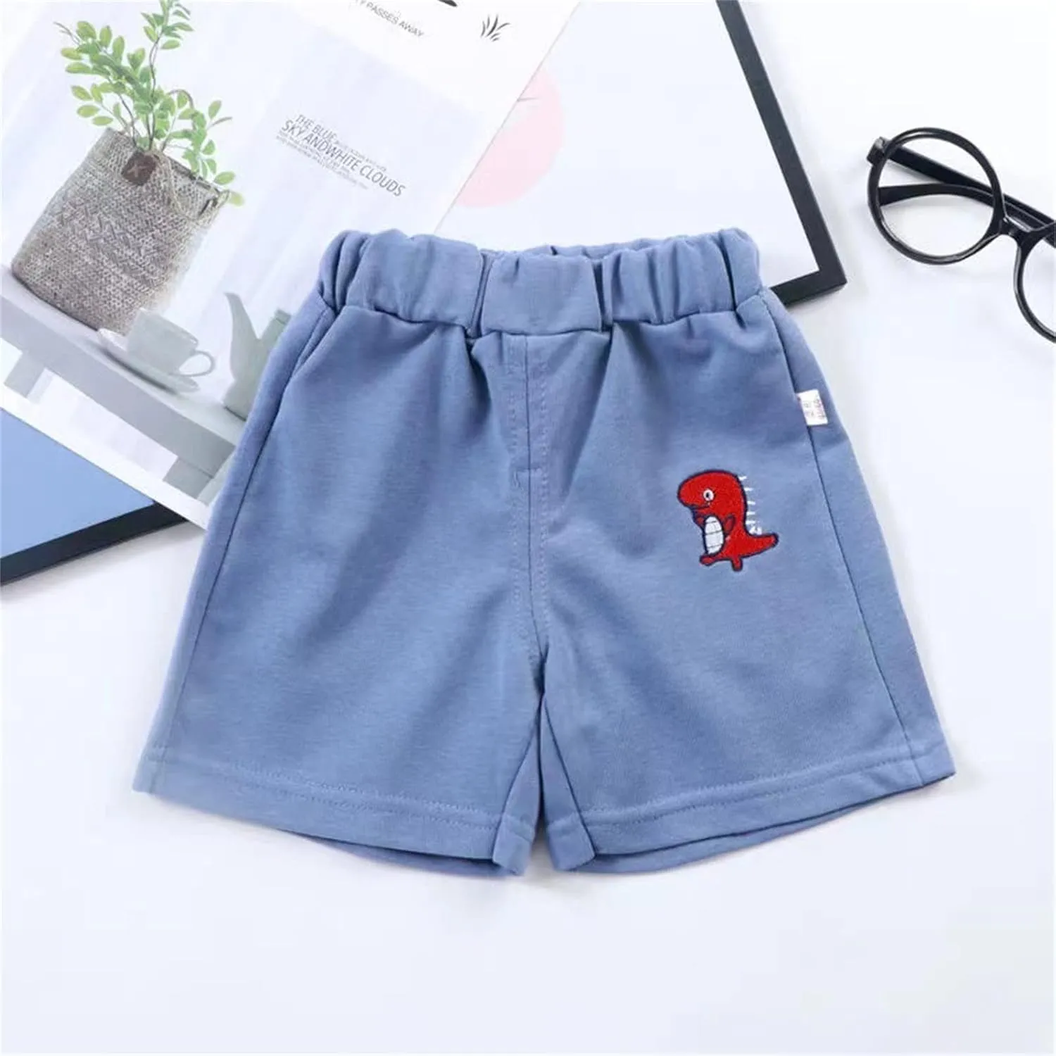 Toddler Boys Jogger Shorts Summer Athletic Short Sweat Pants Cute Dinosaur Printed Pull on Shorts for Boy Girl