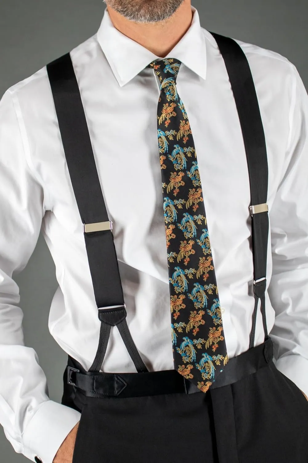Trafalgar Men's Sutton Solid Color Silk Formal End Braces (Suspenders)