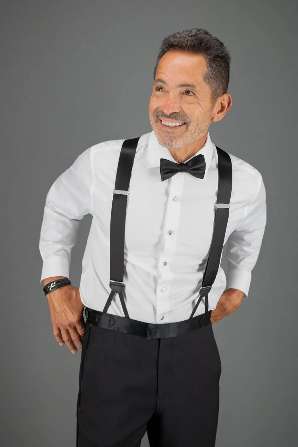 Trafalgar Men's Sutton Solid Color Silk Formal End Braces (Suspenders)