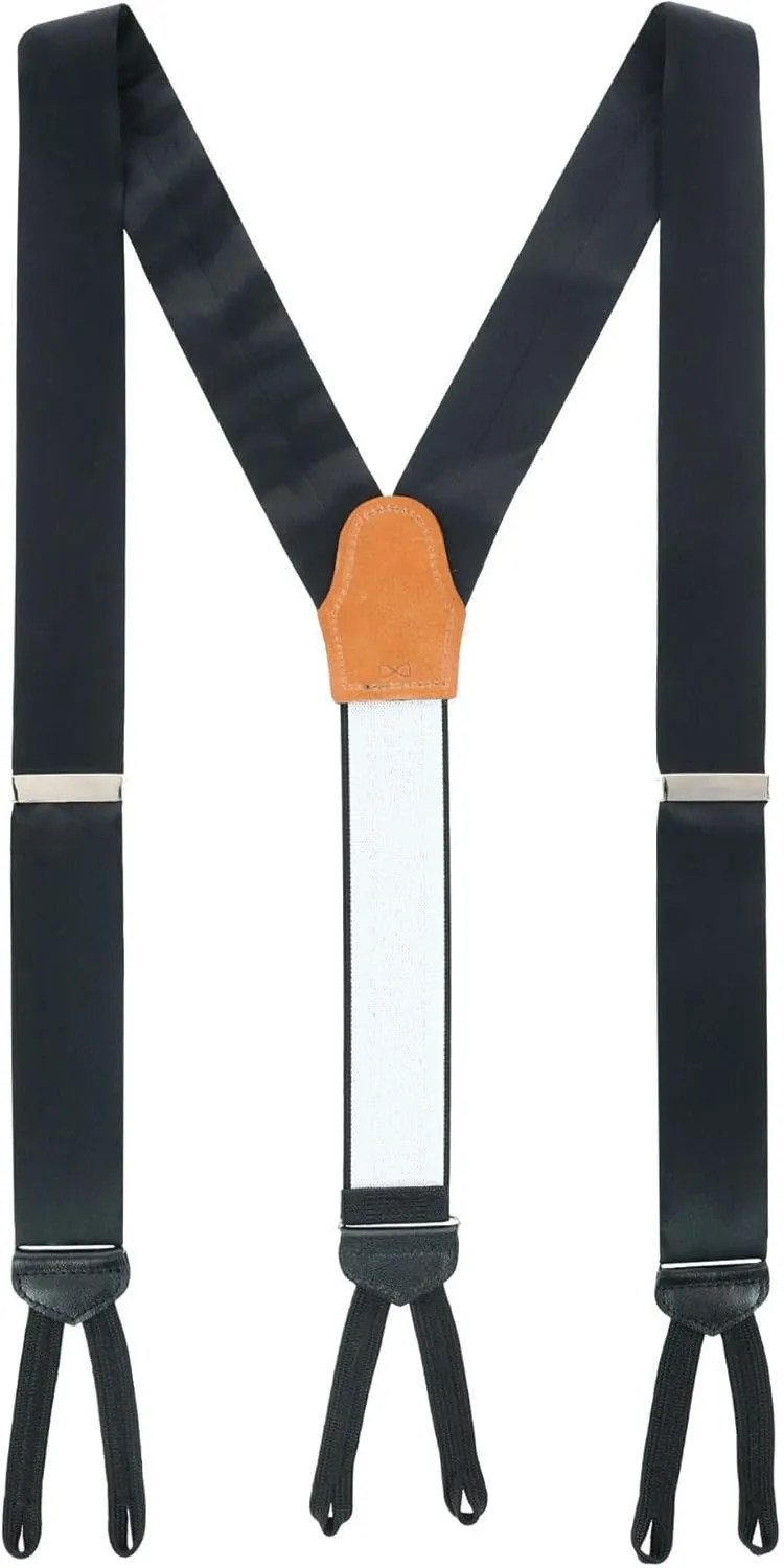 Trafalgar Men's Sutton Solid Color Silk Formal End Braces (Suspenders)