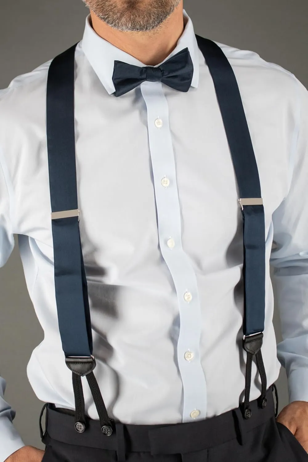 Trafalgar Men's Sutton Solid Color Silk Formal End Braces (Suspenders)