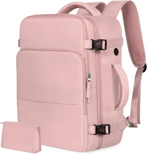 Travel Backpack for Women Men, TSA Friendly Carry-on Backpack Airline Approved, Personal Item Bag on Airplanes, Travel Essentials Must Haves, Pink