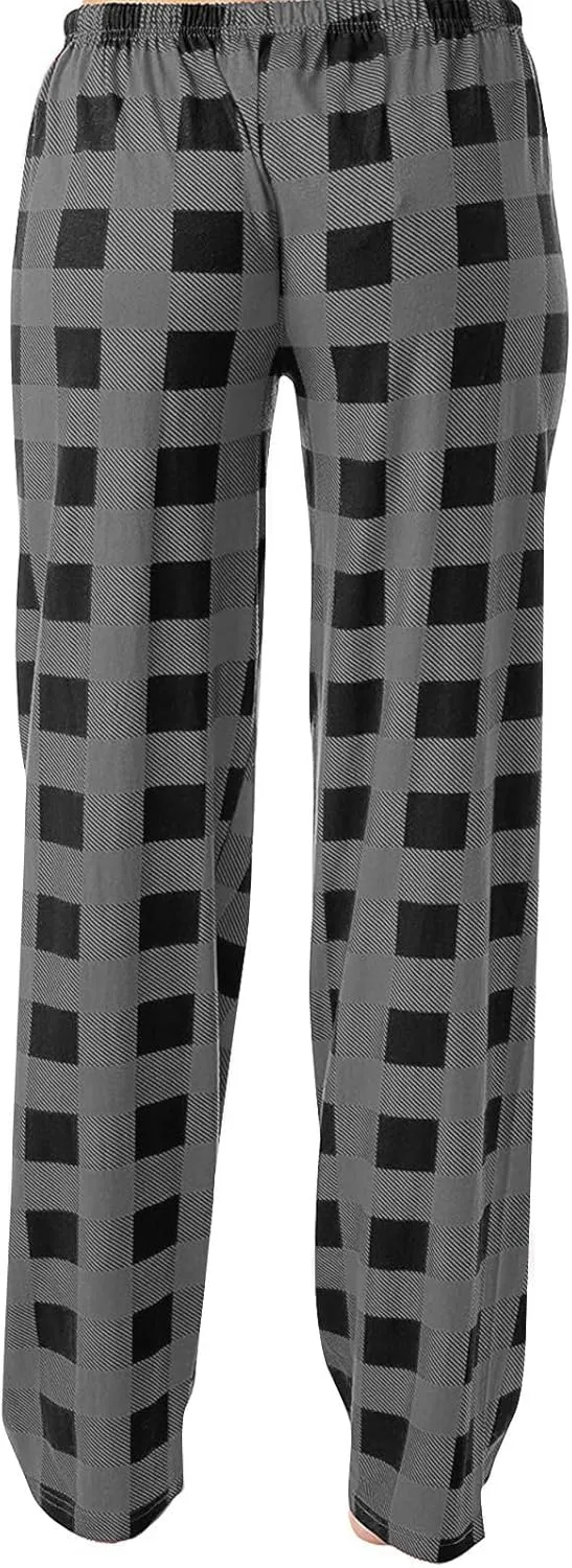 TWGONE Women's Pajamas Pants Casual Loose Comfy Wide Leg Plaid Pants Sleep Bell Bottom Lounge Cute Pajama Pants