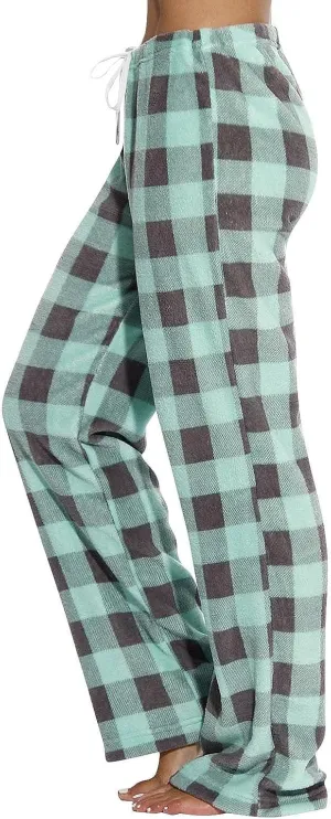 TWGONE Women's Pajamas Pants Casual Loose Comfy Wide Leg Plaid Pants Sleep Bell Bottom Lounge Cute Pajama Pants