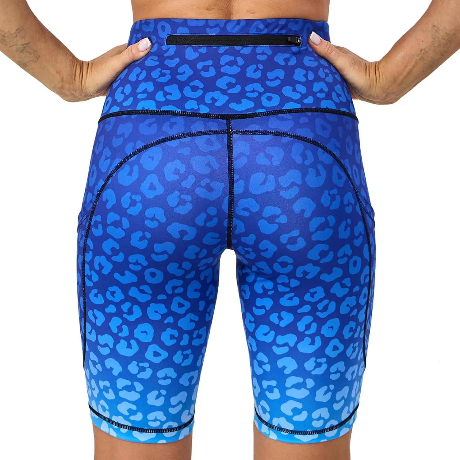 UIUO-UIPEU High Waisted Biker Shorts for Women Workout Athletic Leggings Running Printed Yoga Shorts