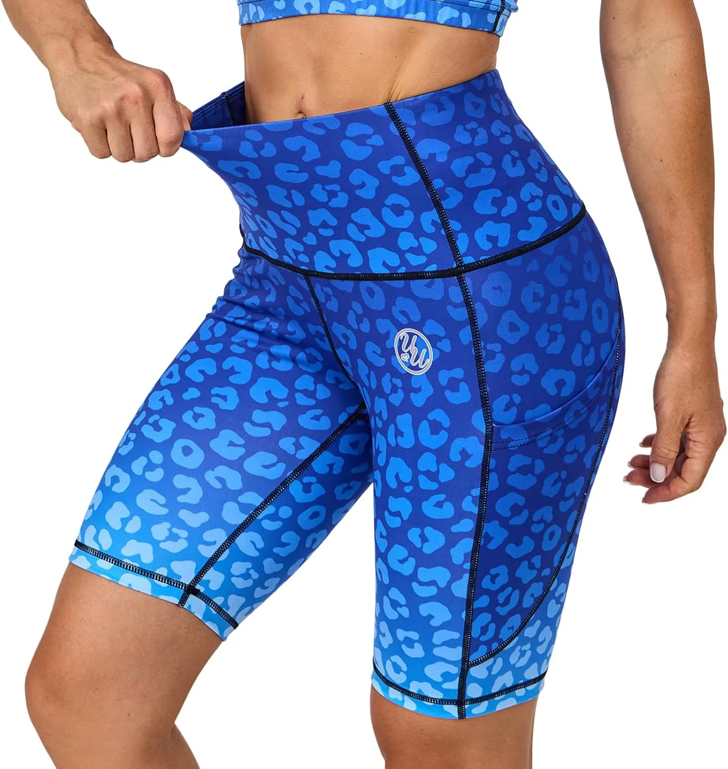 UIUO-UIPEU High Waisted Biker Shorts for Women Workout Athletic Leggings Running Printed Yoga Shorts