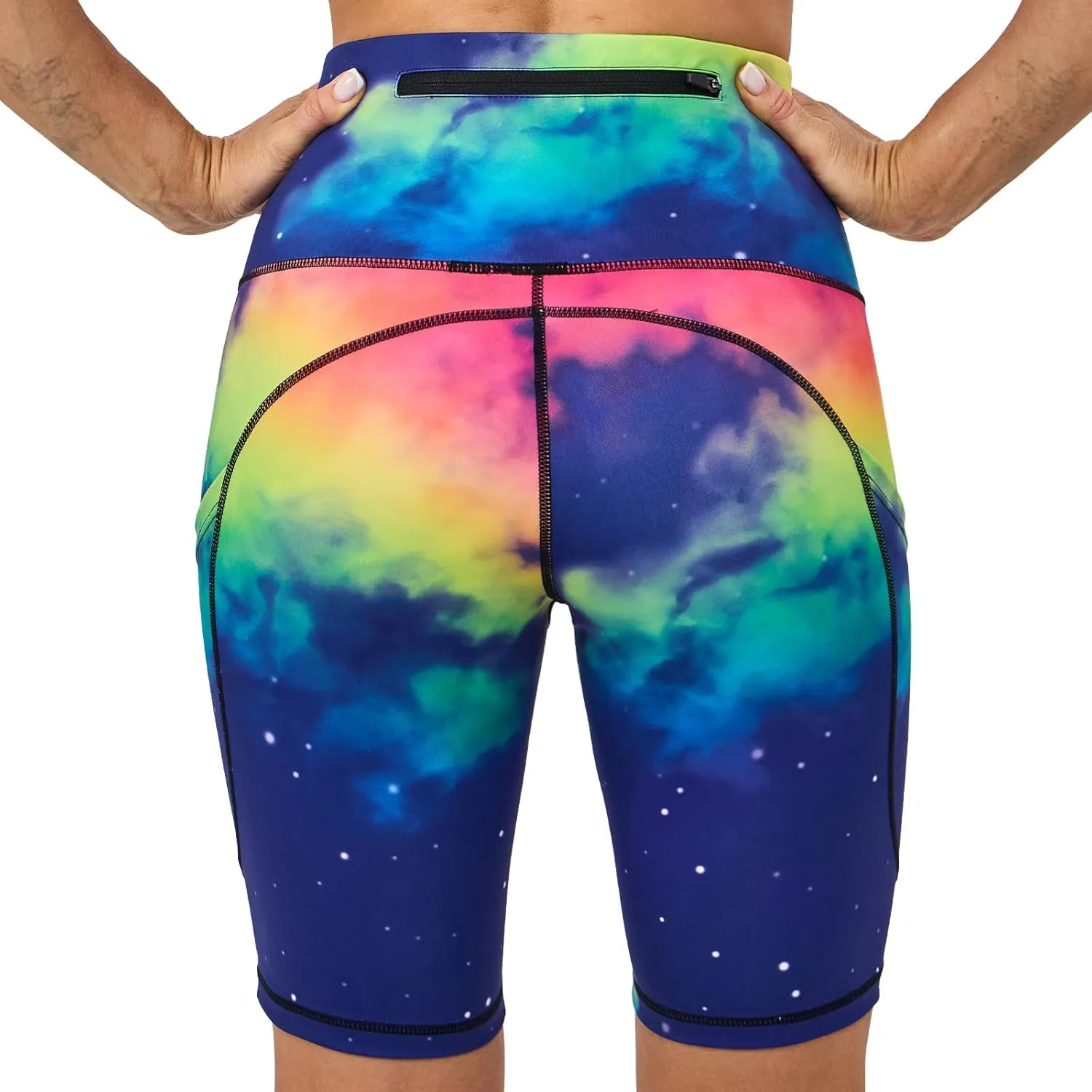 UIUO-UIPEU High Waisted Biker Shorts for Women Workout Athletic Leggings Running Printed Yoga Shorts