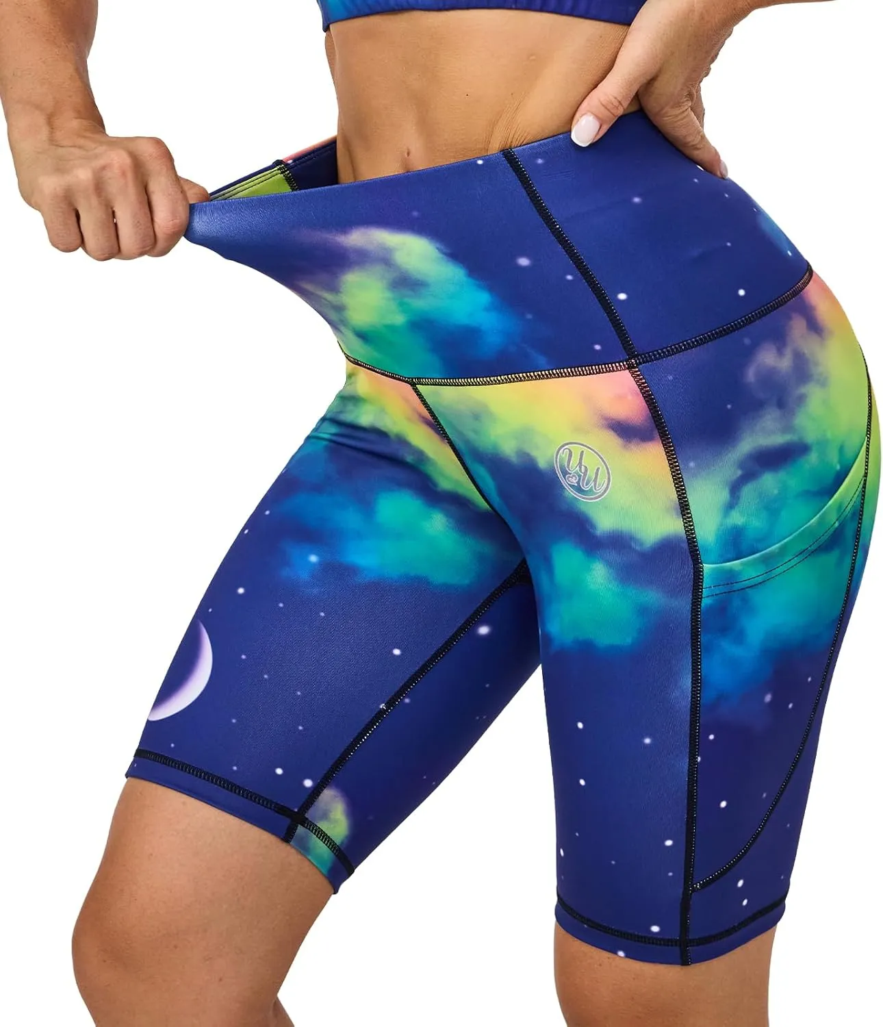 UIUO-UIPEU High Waisted Biker Shorts for Women Workout Athletic Leggings Running Printed Yoga Shorts