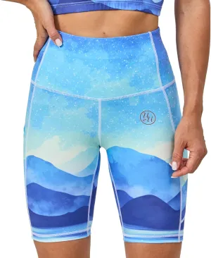 UIUO-UIPEU High Waisted Biker Shorts for Women Workout Athletic Leggings Running Printed Yoga Shorts