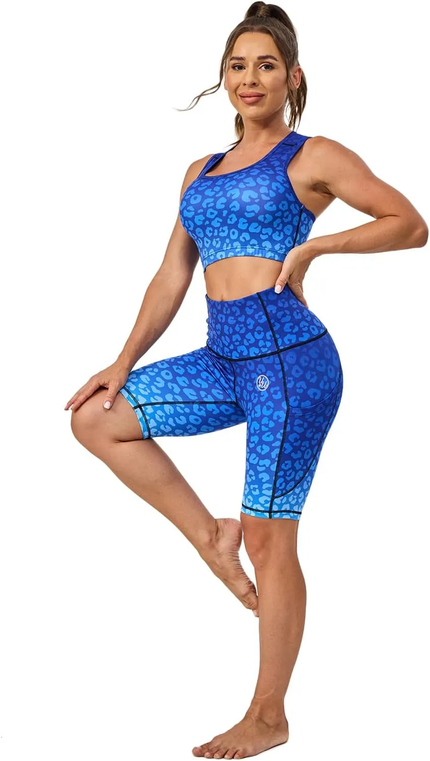 UIUO-UIPEU High Waisted Biker Shorts for Women Workout Athletic Leggings Running Printed Yoga Shorts