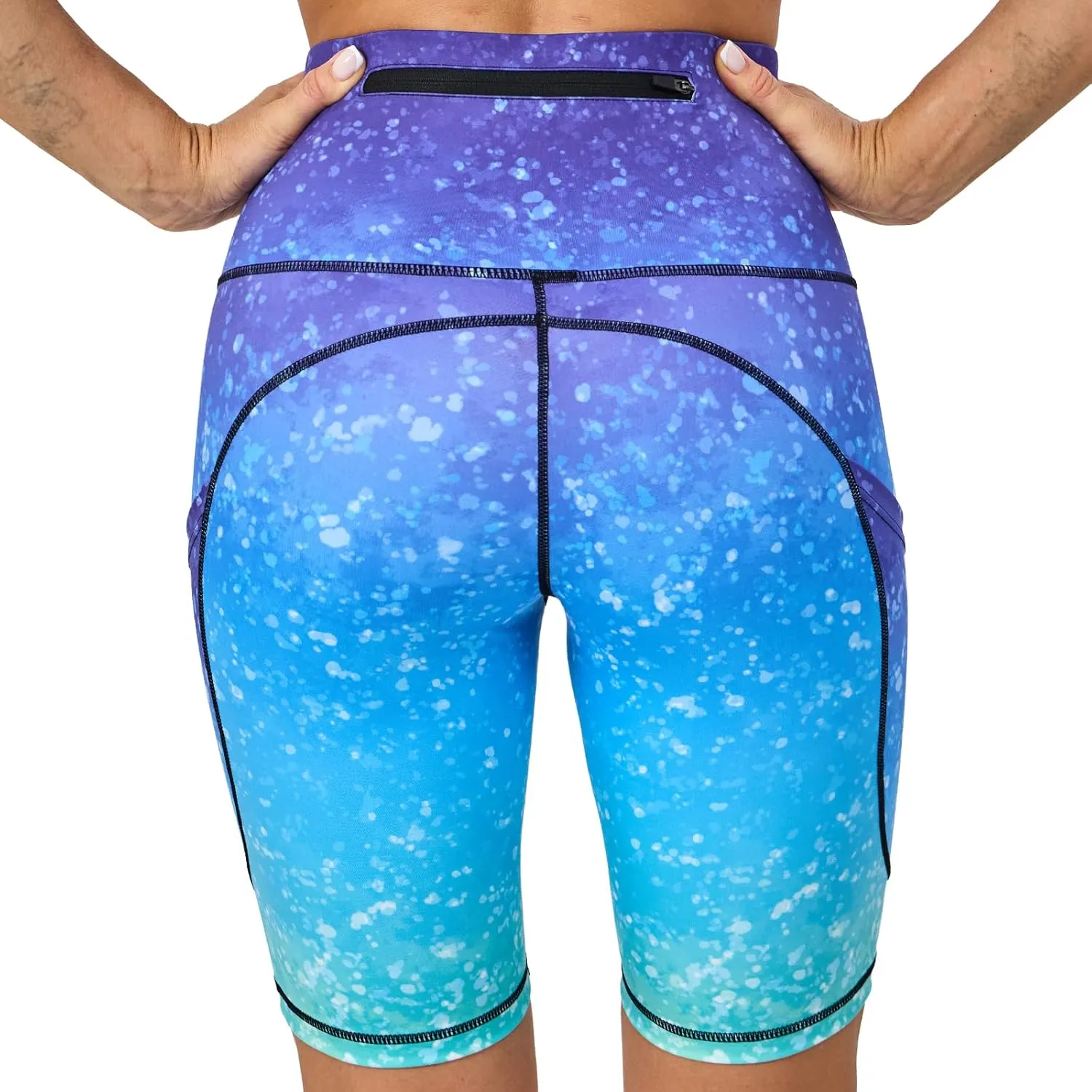 UIUO-UIPEU High Waisted Biker Shorts for Women Workout Athletic Leggings Running Printed Yoga Shorts