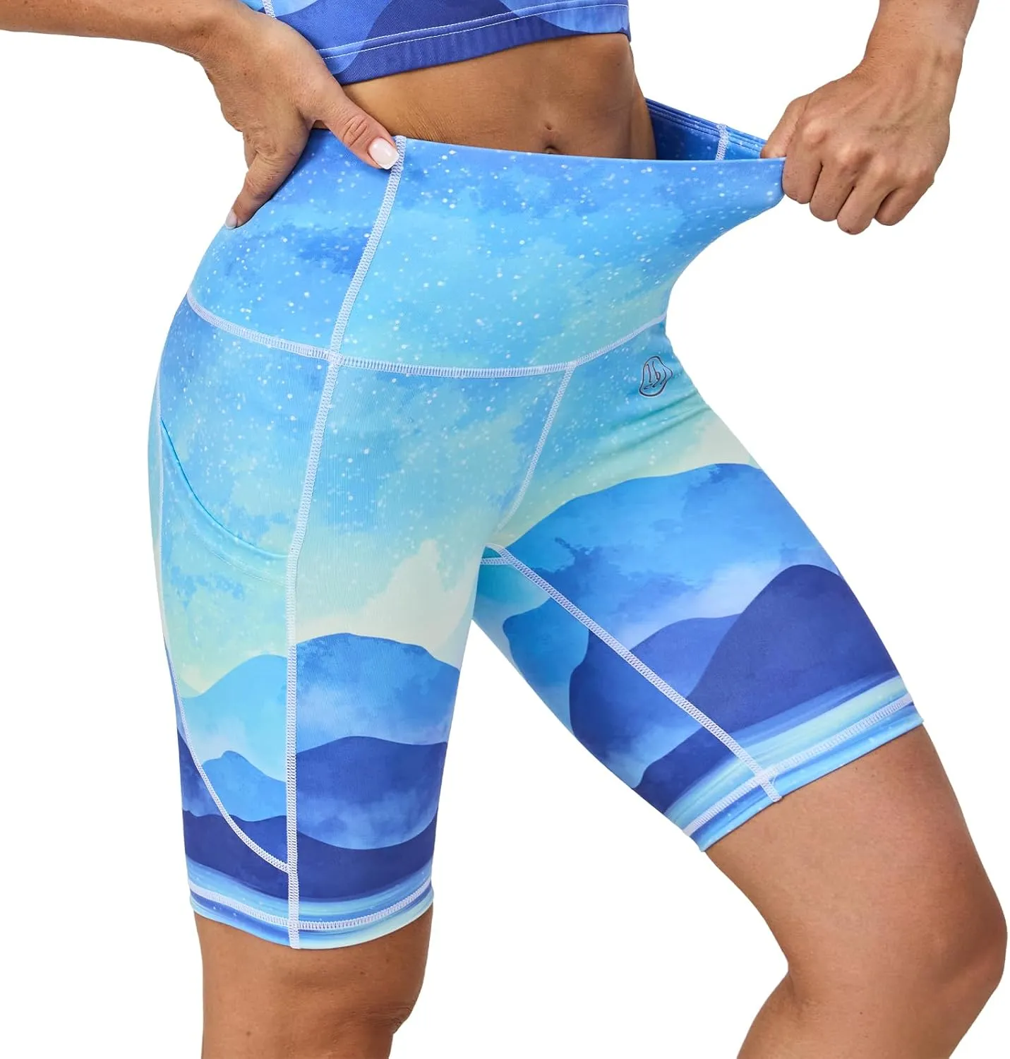 UIUO-UIPEU High Waisted Biker Shorts for Women Workout Athletic Leggings Running Printed Yoga Shorts