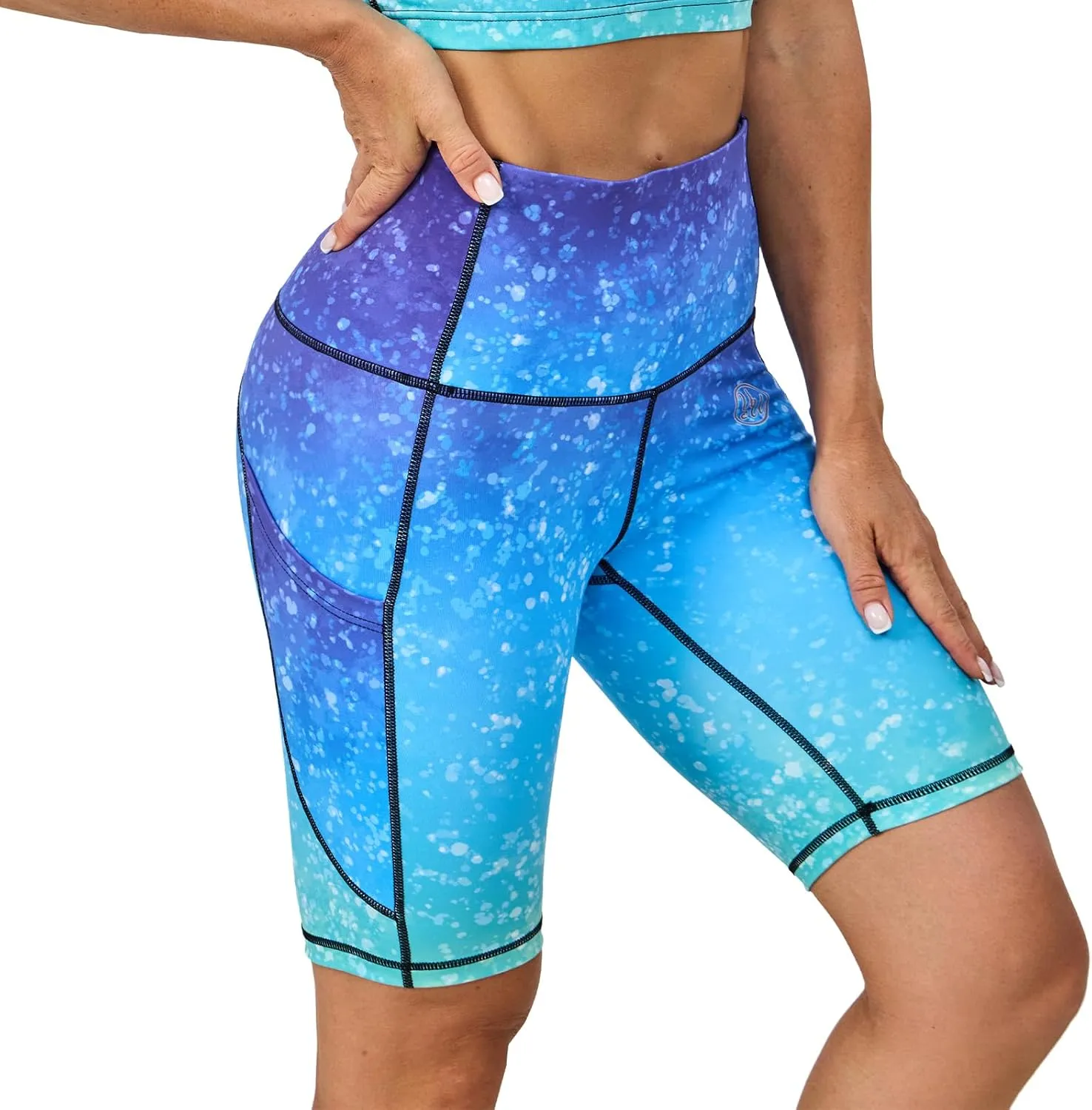 UIUO-UIPEU High Waisted Biker Shorts for Women Workout Athletic Leggings Running Printed Yoga Shorts