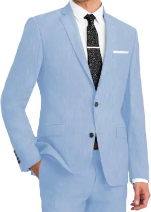 Wangyue Men's Linen Suit 2 Piece Causal Summer Suits Slim Fit Wedding Suit Groomsmen Prom Tuxedo Suits