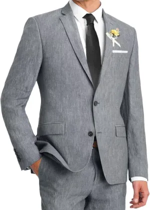 Wangyue Men's Linen Suit 2 Piece Causal Summer Suits Slim Fit Wedding Suit Groomsmen Prom Tuxedo Suits