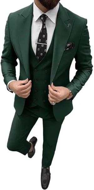 Wangyue Men's Suits Slim Fit 3 Piece Suit One Button Formal Wedding Groomsmen Suits Prom Tuxedo
