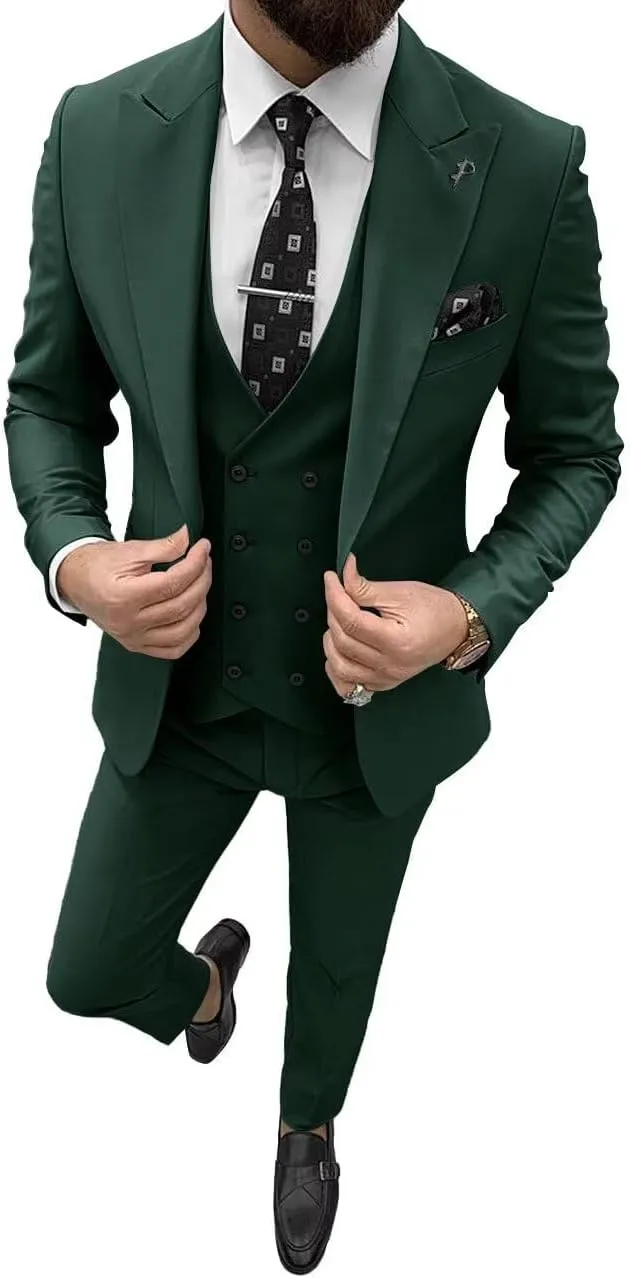 Wangyue Men's Suits Slim Fit 3 Piece Suit One Button Formal Wedding Groomsmen Suits Prom Tuxedo