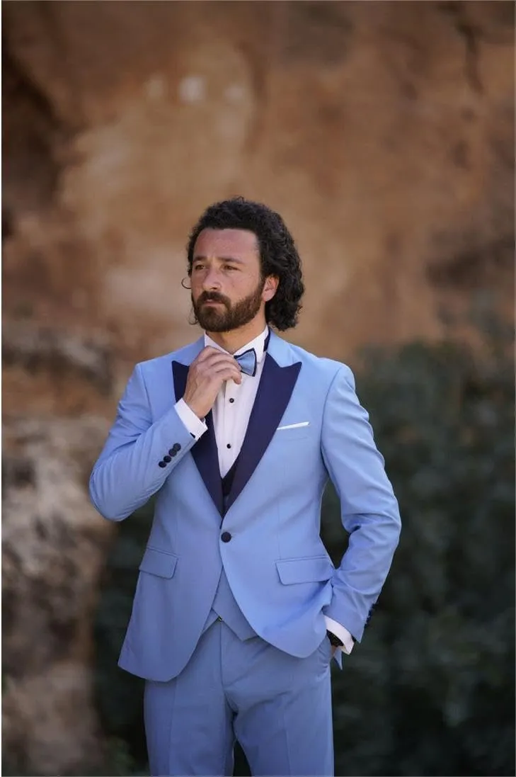 Wangyue Men's Tuxedo Suit 3 Piece Slim Fit Formal Suit for Men Tuxedo for Men Wedding Party Dinner Prom