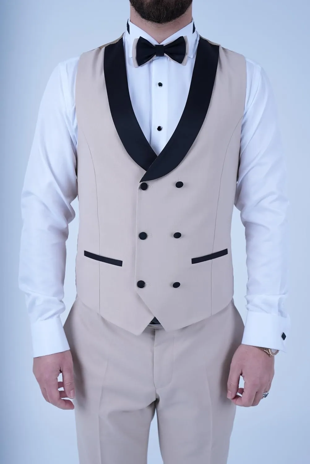 Wangyue Men's Tuxedo Suit 3 Piece Slim Fit Formal Suit for Men Tuxedo for Men Wedding Party Dinner Prom