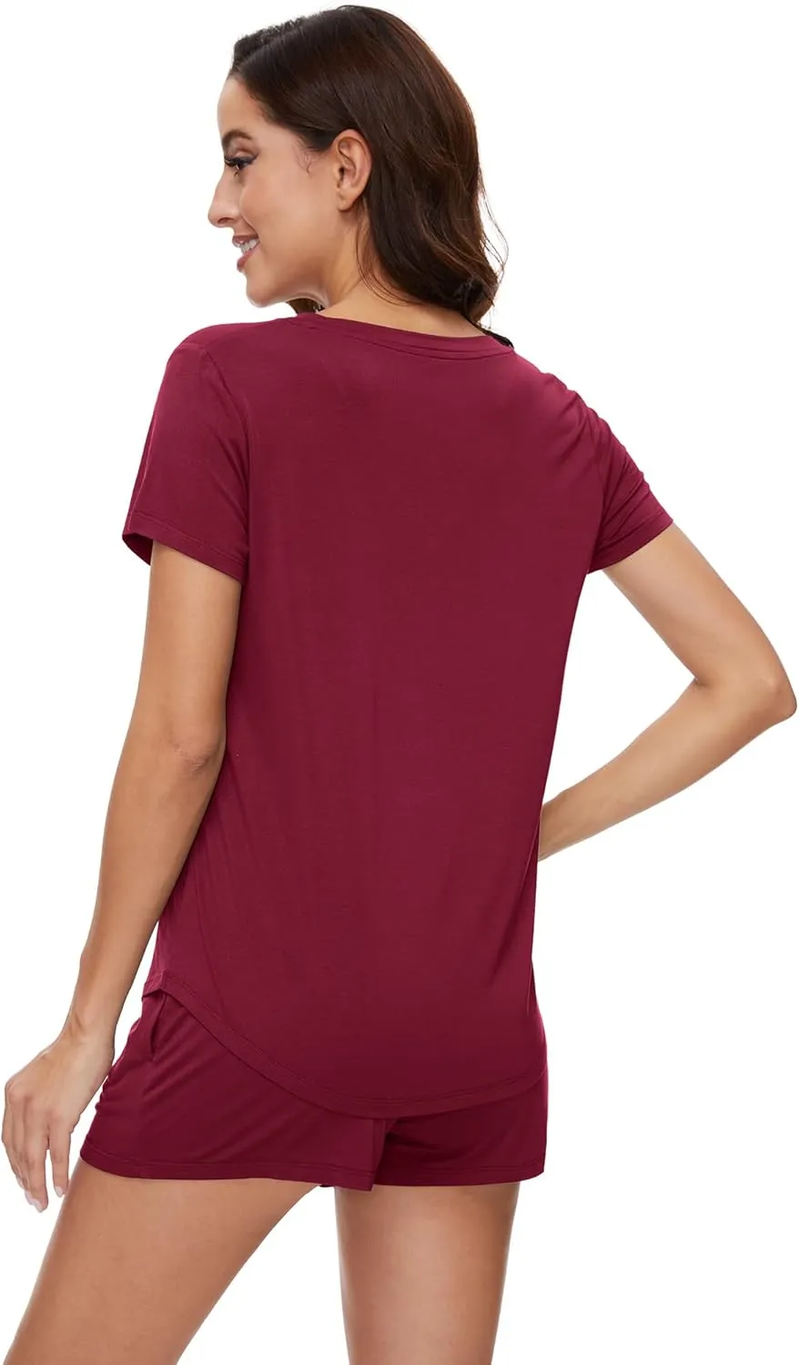 WiWi Pajamas for Women Short Sleeve Top and Shorts Sets Viscose from Bamboo Pj Sleepwear Pajama Set S-XXL