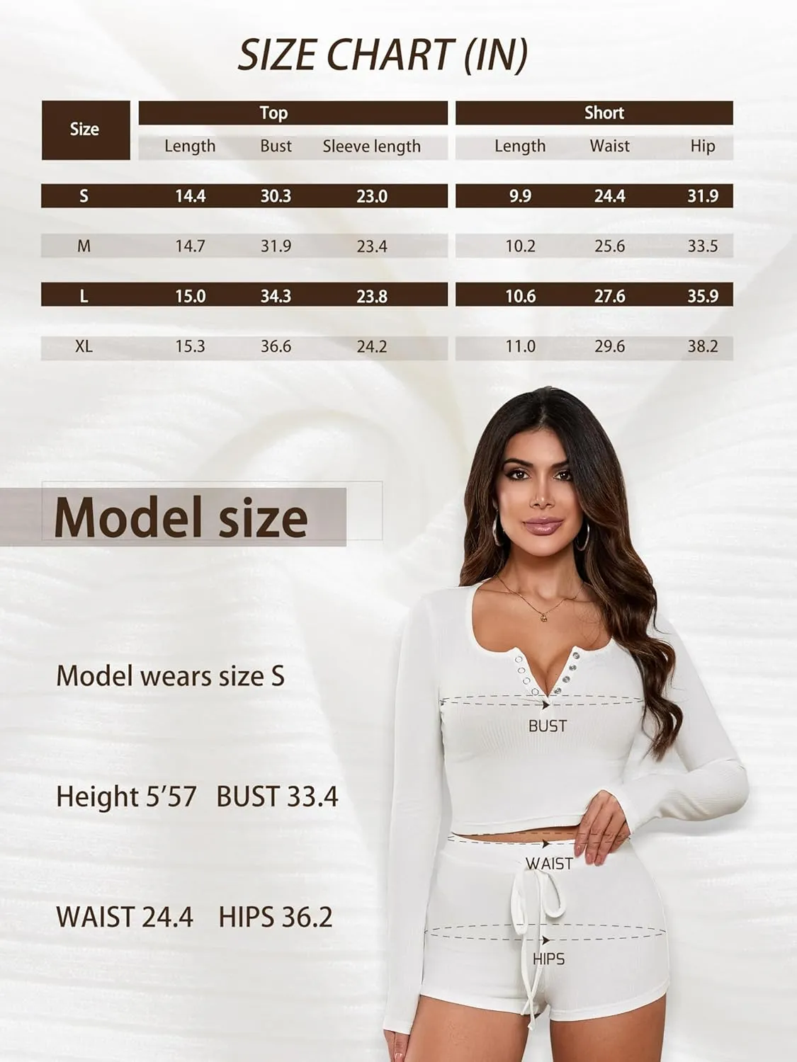 Women 2 Piece Ribbed Knit Pajama Set Long Sleeve Button Crop Top and Shorts Lounge Sweatsuits Sleepwear PJ Set
