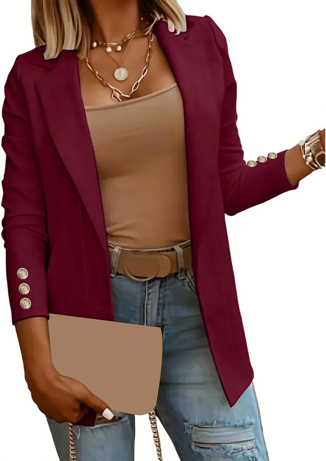 Women Business Casual Blazer Professional Work Suit Jacket Lightweight Work Office Open Front Blazer Jacket Clothes