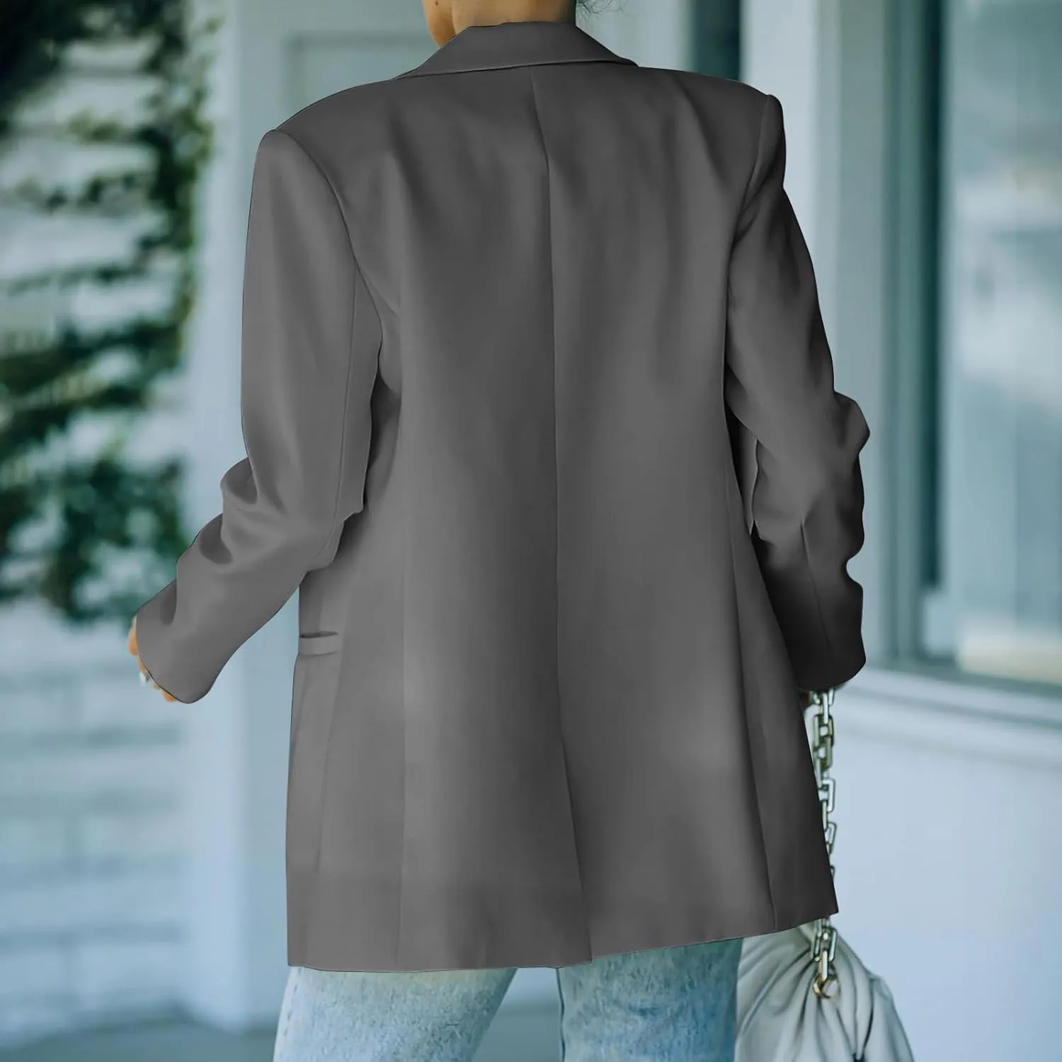 Women Business Casual Blazer with Pockets Slim Fit Long Sleeve Work Suit Jacket Blazer Open Front Lapel Button Jacket