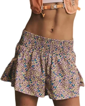 Women Ruffle Running Shorts High Waisted Workout Athletic Shorts Flowy Smocked A Line Skorts with Pockets