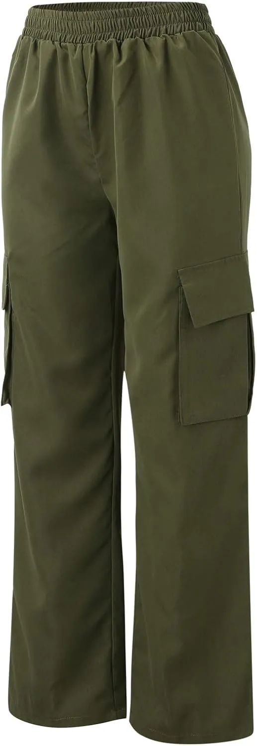 Women's Belt Less High Waisted Wide Leg Trousers Straight Leg Relaxed Style Trousers Casual Women's Pants Suits