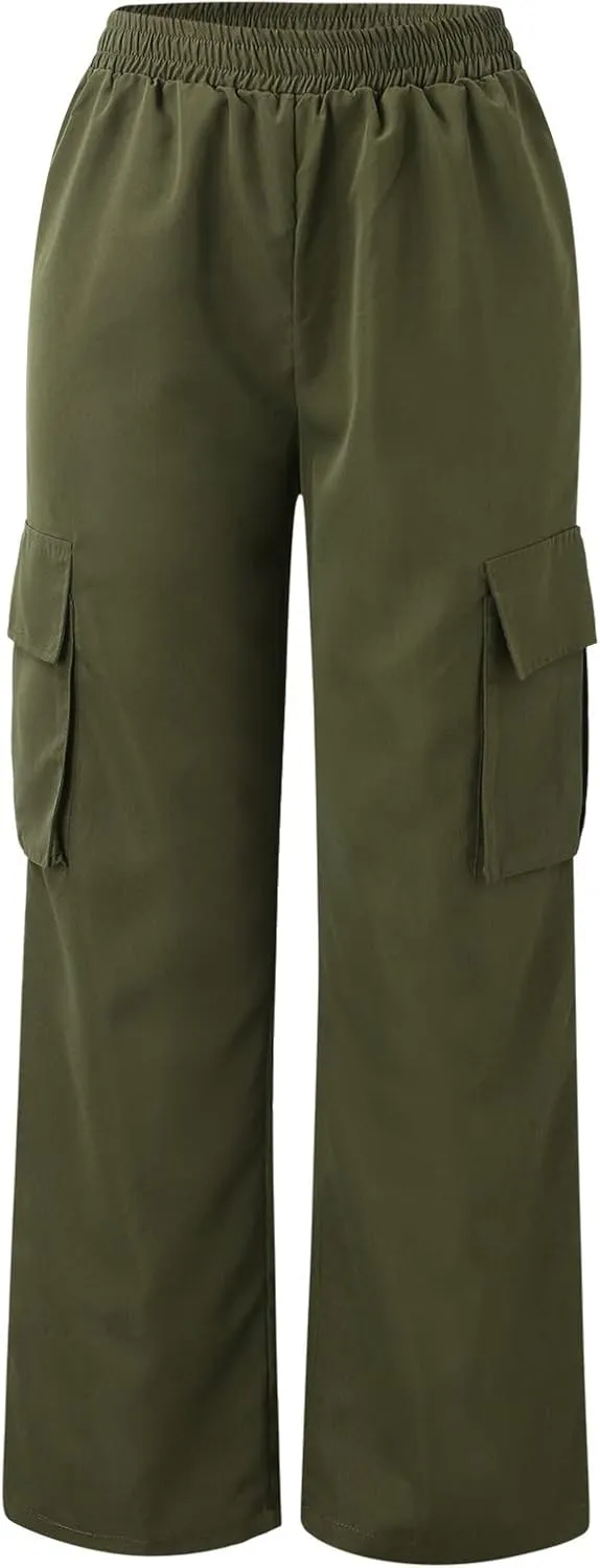 Women's Belt Less High Waisted Wide Leg Trousers Straight Leg Relaxed Style Trousers Casual Women's Pants Suits