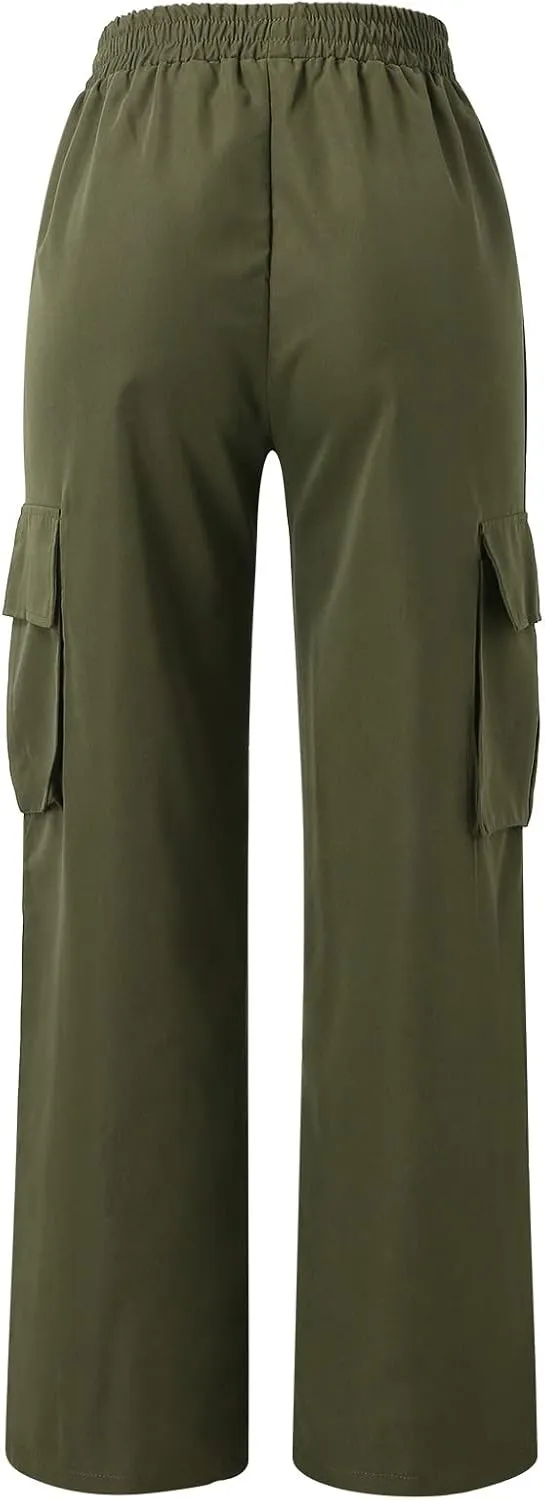 Women's Belt Less High Waisted Wide Leg Trousers Straight Leg Relaxed Style Trousers Casual Women's Pants Suits