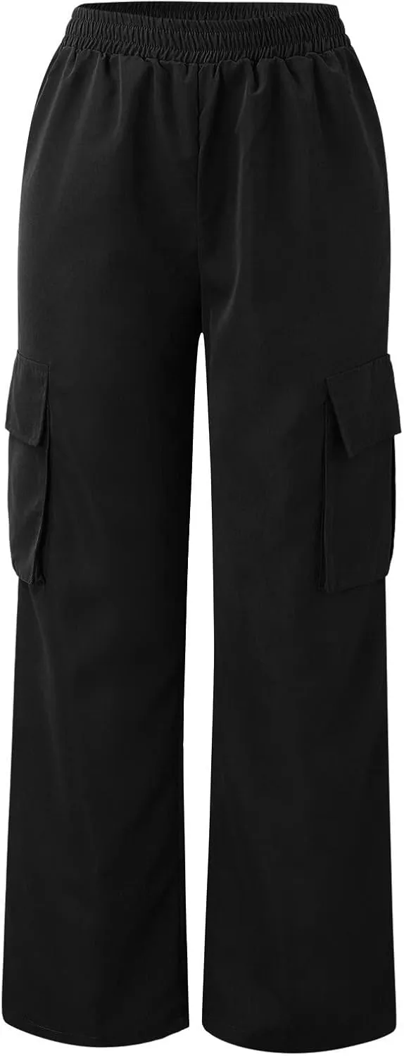 Women's Belt Less High Waisted Wide Leg Trousers Straight Leg Relaxed Style Trousers Casual Women's Pants Suits