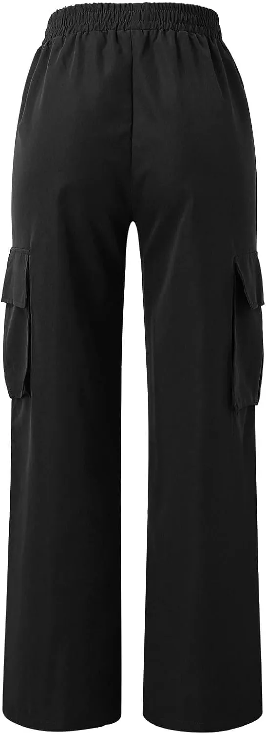 Women's Belt Less High Waisted Wide Leg Trousers Straight Leg Relaxed Style Trousers Casual Women's Pants Suits
