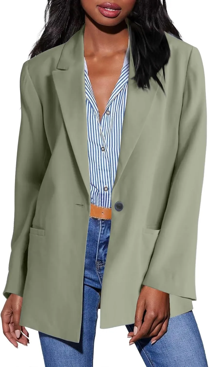 Womens Blazer Jacket Lapel Collar Trendy Work Office Blazer Jackets Outerwear Business Casual Suit Jackets