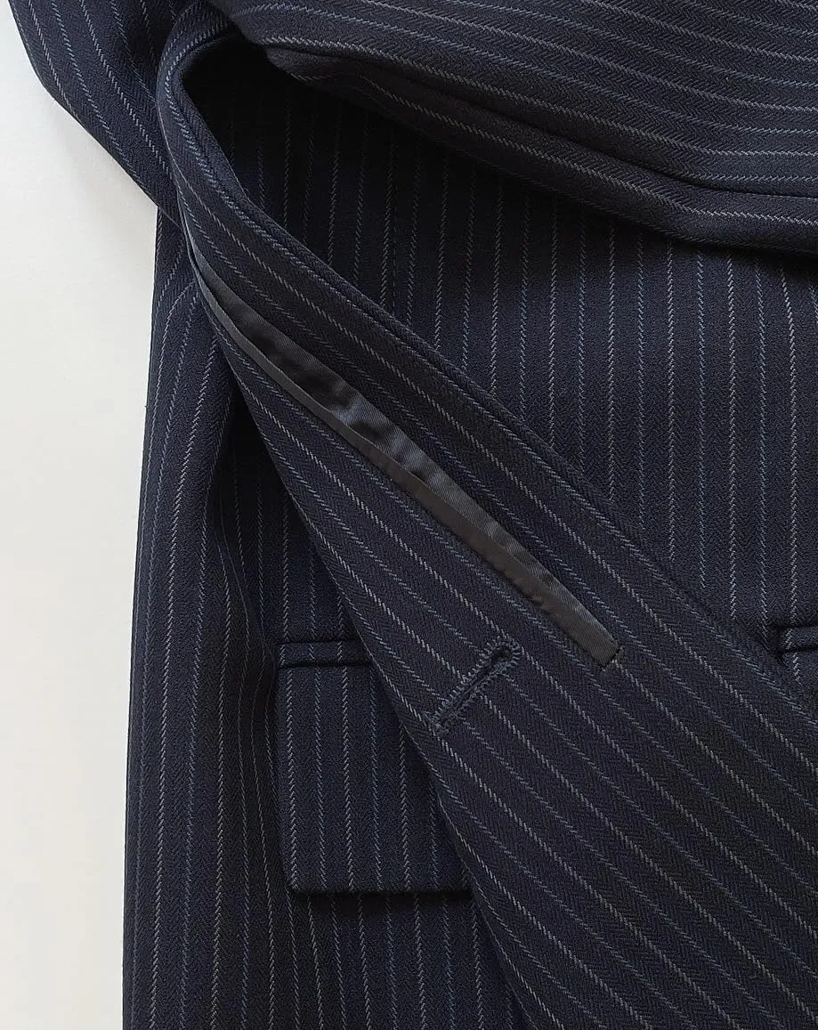 Women's Blazer Jacket Vintage Striped Padded Shoulder Loose Suits