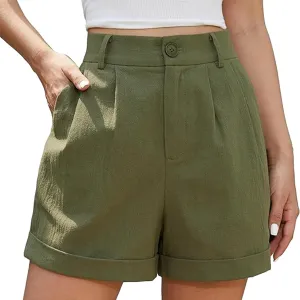 Womens Business Office Suit Shorts High Waisted Straight Solid Formal Work Pants Summer Lightweight Casual Capris with Pocket