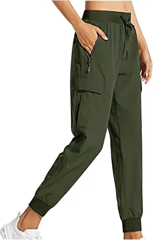 Women's Cargo Joggers Lightweight Quick Dry Hiking Pants Athletic Lounge Casual Travel Petite/Regular/Tall