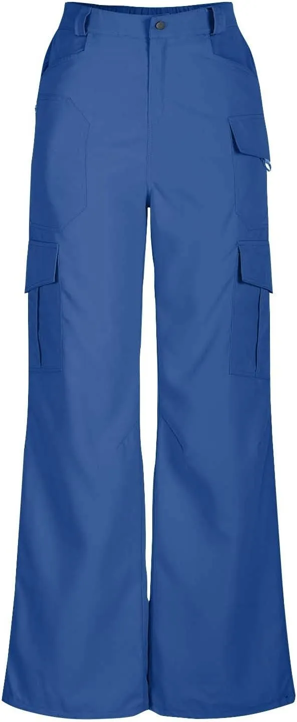 Women's Cargo Work Pants High Waisted Wide Leg Straight Pants Dressy Outdoor Hiking Travel Trousers with Pockets