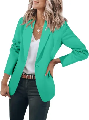 Womens Casual Blazers Long Sleeve Open Front Suit Jackets Business Dressy Top Work Office Blazer with Pockets
