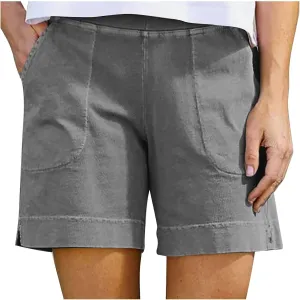 Women's Casual Shorts High Elastic Waisted Shorts Ribbed Summer Plus Size Knit Beach Workout Gym Running Clothing