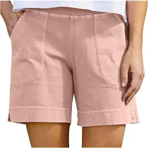 Women's Casual Shorts High Elastic Waisted Shorts Ribbed Summer Plus Size Knit Beach Workout Gym Running Clothing