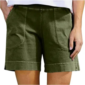 Women's Casual Shorts High Elastic Waisted Shorts Ribbed Summer Plus Size Knit Beach Workout Gym Running Clothing