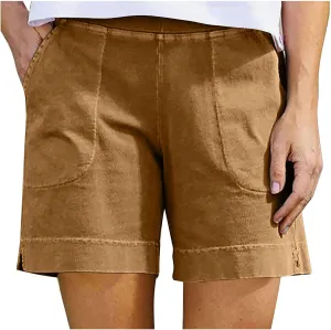 Women's Casual Shorts High Elastic Waisted Shorts Ribbed Summer Plus Size Knit Beach Workout Gym Running Clothing