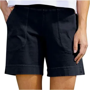 Women's Casual Shorts High Elastic Waisted Shorts Ribbed Summer Plus Size Knit Beach Workout Gym Running Clothing
