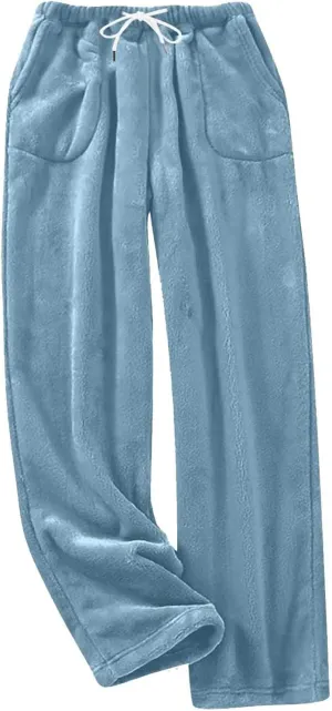 Women's Coral Fleece Pajama Pants Winter Pj Bottoms Comfy Warm Lounge Long Pants Sleepwear Velvet Home Pants