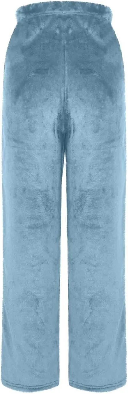 Women's Coral Fleece Pajama Pants Winter Pj Bottoms Comfy Warm Lounge Long Pants Sleepwear Velvet Home Pants