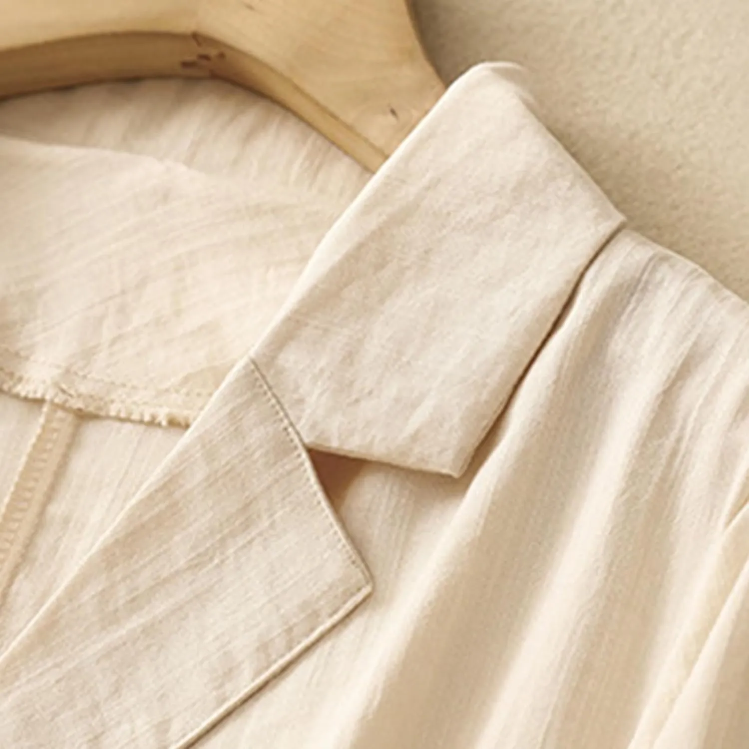 Womens Cotton Linen Blazers Fashion Fall 3/4 Sleeve Lapel Button Cardigans Dressy Casual Lightweight Vintage Jackets