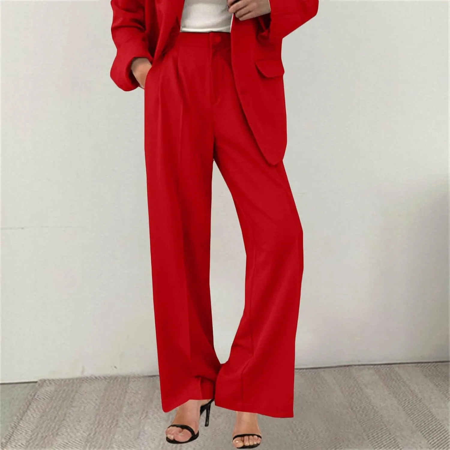 Womens Dressy Suit Pants Business Office Straight Leg Formal Work Trousers 2024 New Lightweight Elegant Casual Pants