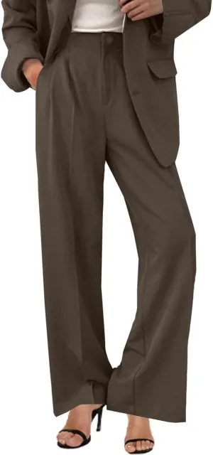 Womens Dressy Suit Pants Business Office Straight Leg Formal Work Trousers 2024 New Lightweight Elegant Casual Pants