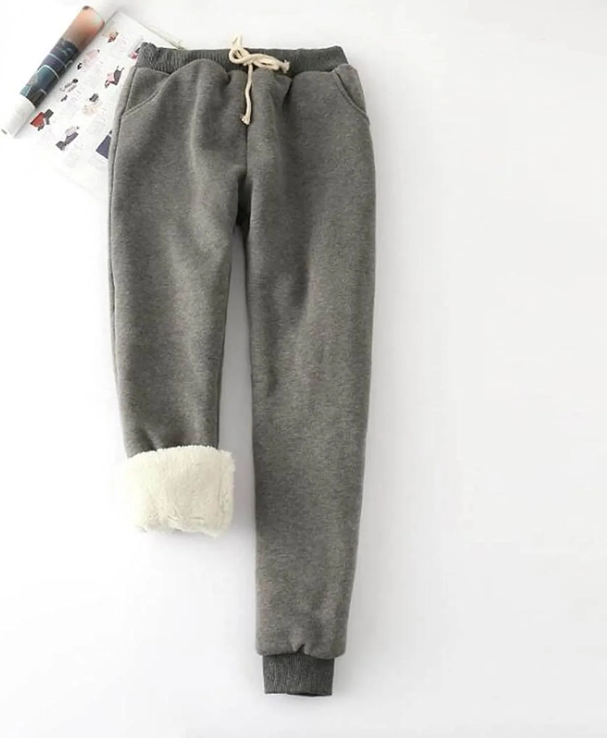 Women's Fleece Lined Sweatpants Winter Thermal Pants Cozy Warm Sherpa Lined Thick Sweatpants Joggers Pant with Pocket
